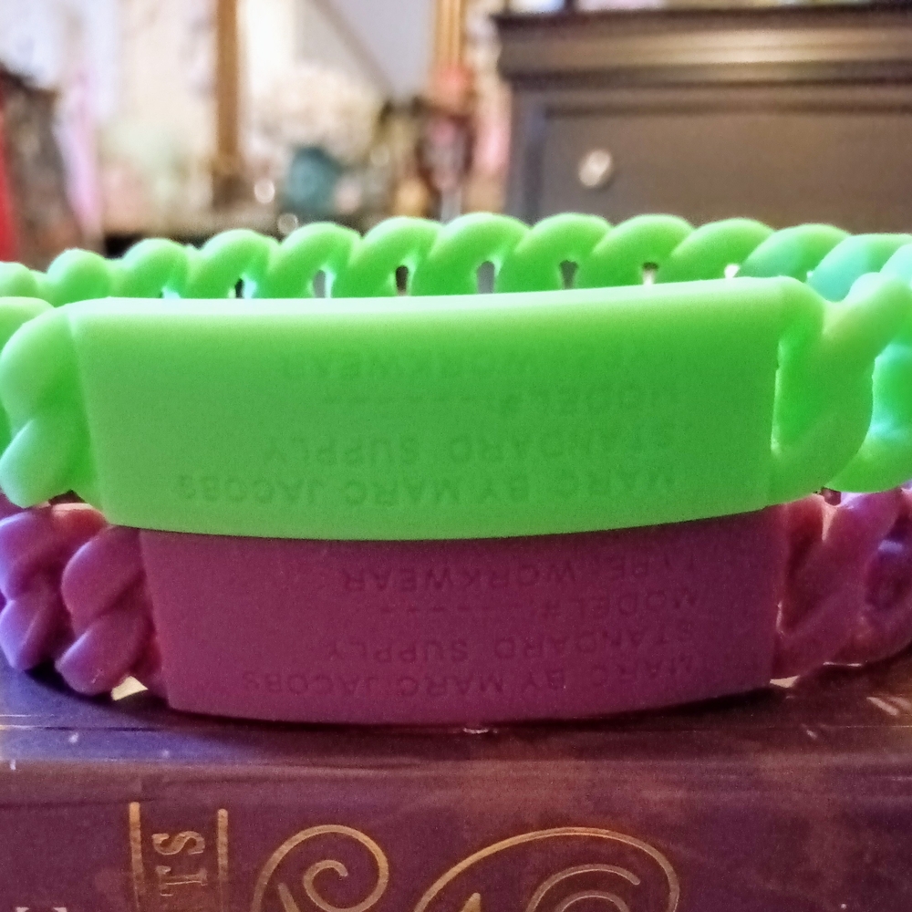 Marc Jacobs Vibrant Green and Purple Silicone Bracelets
